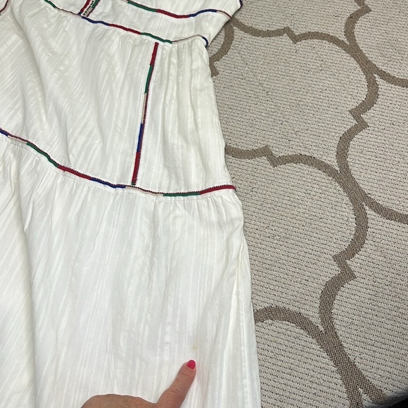 Caroline Constas White  Cotton Spaghetti Beaded Straps Embroidered  Midi Dress - Picture 15 of 16